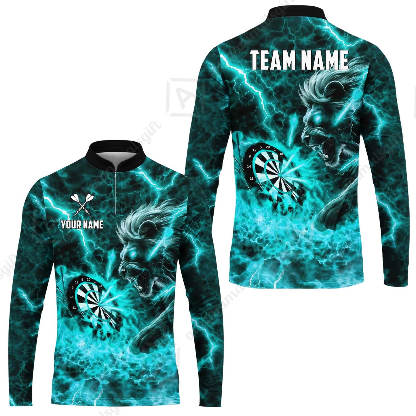 Custom Darts Team Jersey, Personalized Lightning Lion Jersey Shirt For Players With Name & Team Name