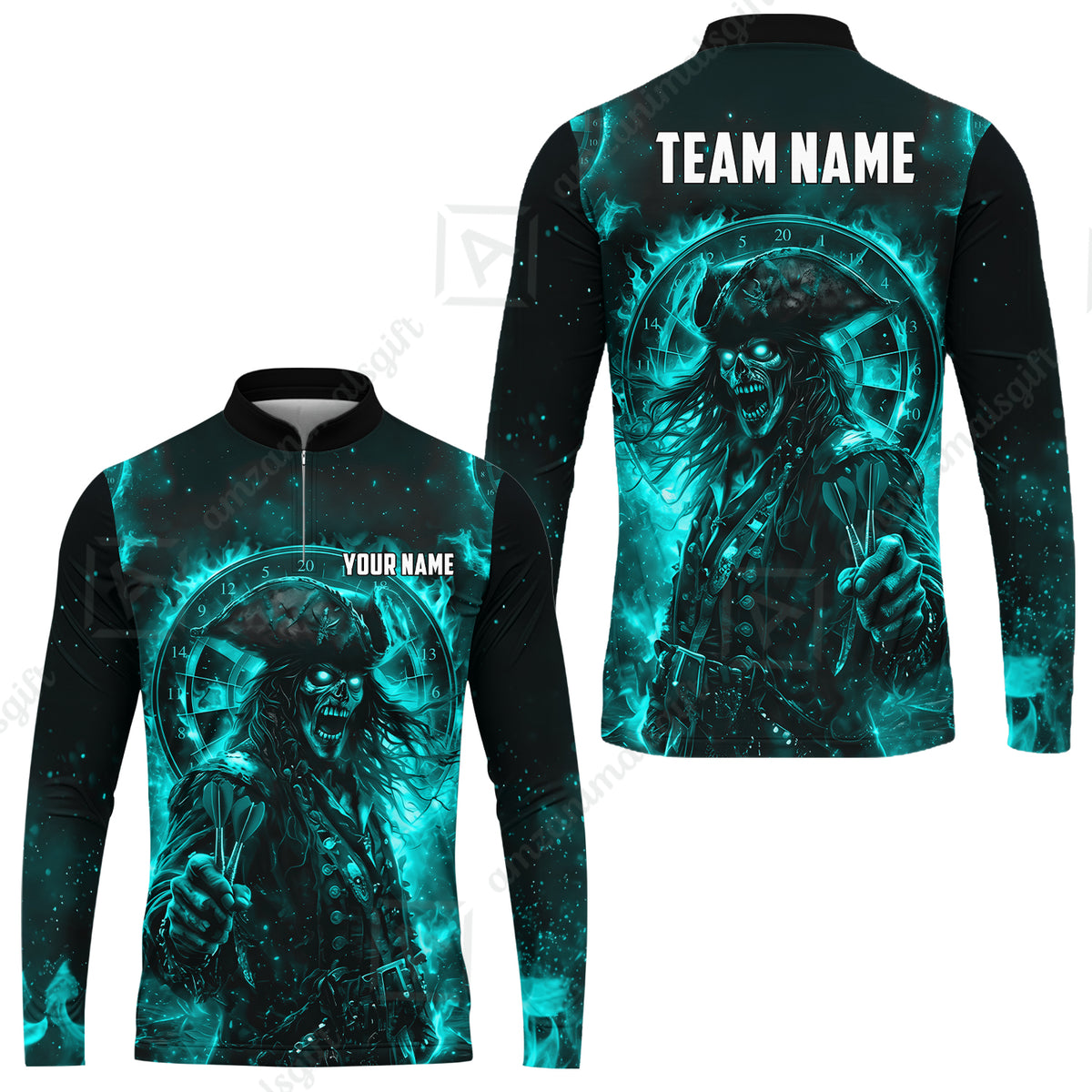 Custom Darts Jersey Polo Shirt, Ghost Pirate, Custom Dart Jersey Team Shirt For Players With Name & Team Name