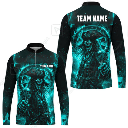 Custom Darts Jersey Polo Shirt, Ghost Pirate, Custom Dart Jersey Team Shirt For Players With Name & Team Name