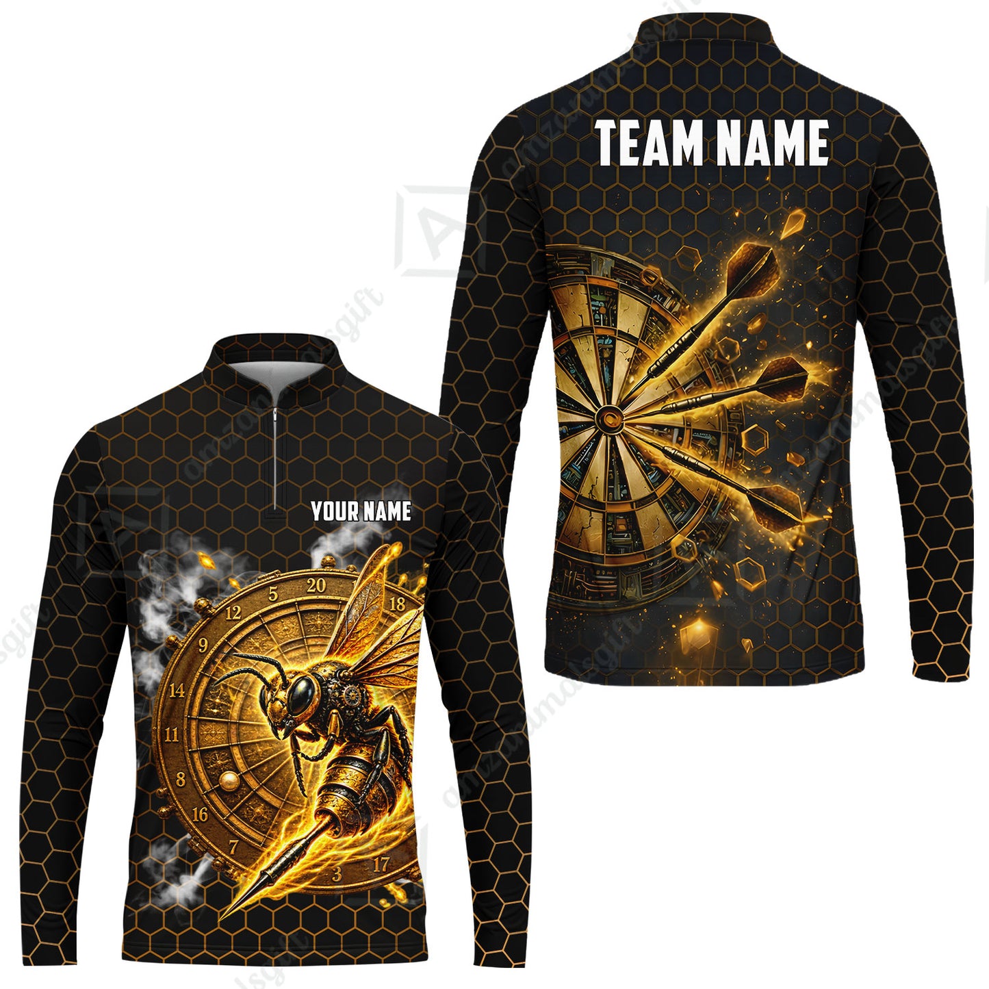 Custom Darts Team Jersey, Personalized Bee Strike Dart Polo Shirt For Players With Name & Team Name
