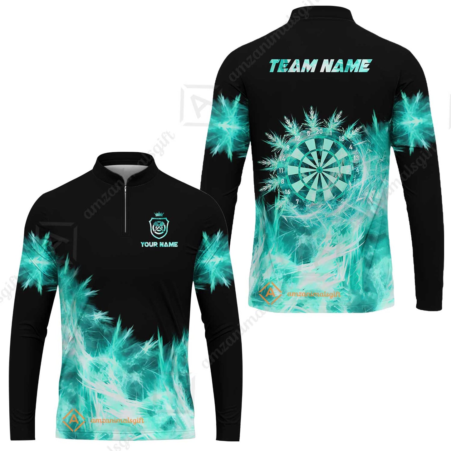 Customized Darts Long Sleeve Jersey, Darts Icy Light Black And Multi Color Team Long Sleeve Jersey For Darts Player