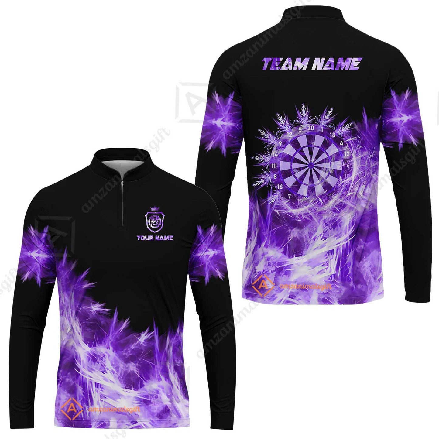 Customized Darts Long Sleeve Jersey, Darts Icy Light Black And Multi Color Team Long Sleeve Jersey For Darts Player