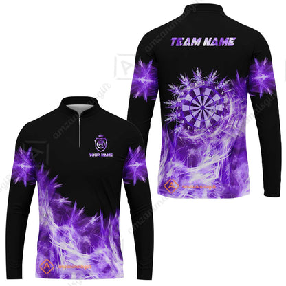 Customized Darts Long Sleeve Jersey, Darts Icy Light Black And Multi Color Team Long Sleeve Jersey For Darts Player