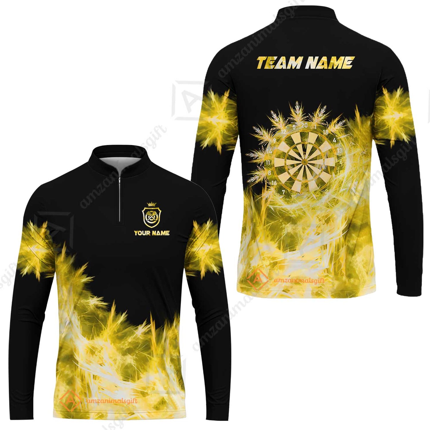 Customized Darts Long Sleeve Jersey, Darts Icy Light Black And Multi Color Team Long Sleeve Jersey For Darts Player