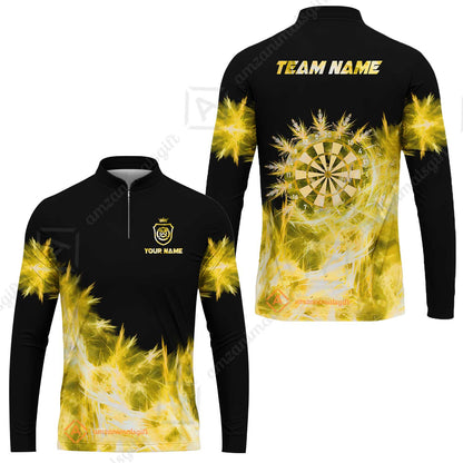 Customized Darts Long Sleeve Jersey, Darts Icy Light Black And Multi Color Team Long Sleeve Jersey For Darts Player
