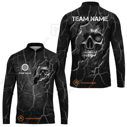 Customized Darts Long Sleeve Jersey, Torn-Up Skull Dartboard Eyes Darts Team Style Long Sleeve Jersey for Players, Jersey for Darts Players