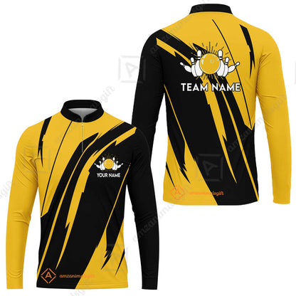 Custom Bowling Team Jerseys Polo Shirts, Ocean Blue Yellow Bowling uniforms, Custom Bowling Shirts With Personalized Name And Team Name