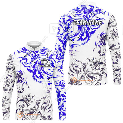Customized Bowling Unisex Polo Shirt, Velocity Wave Marble Swirl Pattern Bowling, Personalized Name Team Name For Bowlers