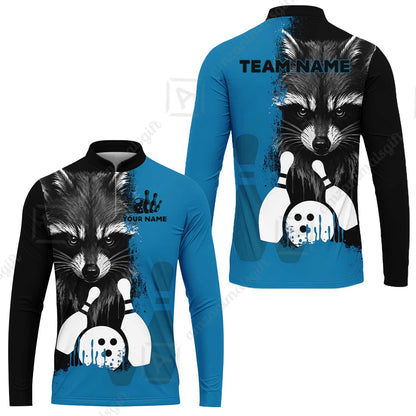 Custom Bowling Jersey Polo Shirt, Raccoon Bowling, Custom Bowling Jersey Team Shirt For Players With Name & Team Name