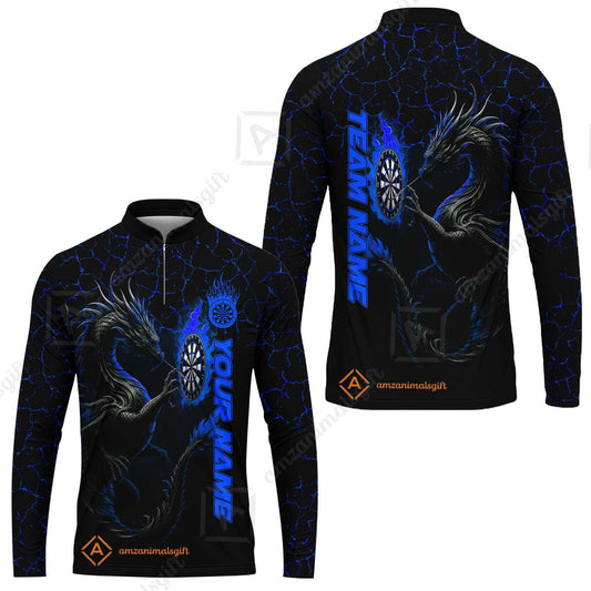 Customized Darts Long Sleeve Jersey, Big Dragon Dartboard Flame Darts Team Style Long Sleeve Jersey for Players, Jersey for Darts Players