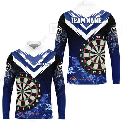 Custom Smoke Multi-Color Darts Quarter-Zip Team Shirts, Customized Name Team Name Darts Team Jerseys Uniform