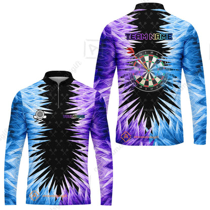 Customized Darts Long Sleeve Jersey, Darts Dartboard Ice And Fire Multicolor Custom Darts Long Sleeve Jersey Team Jersey For Darts Players