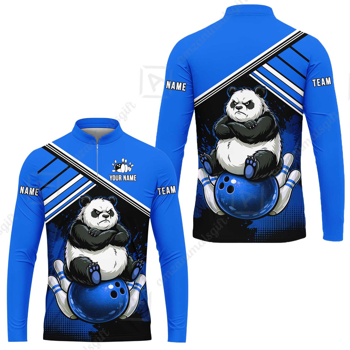 Custom Bowling Jersey Polo Shirt, Panda Mascot Bowling Custom Bowling Jersey Team Shirt For Players With Name & Team Name