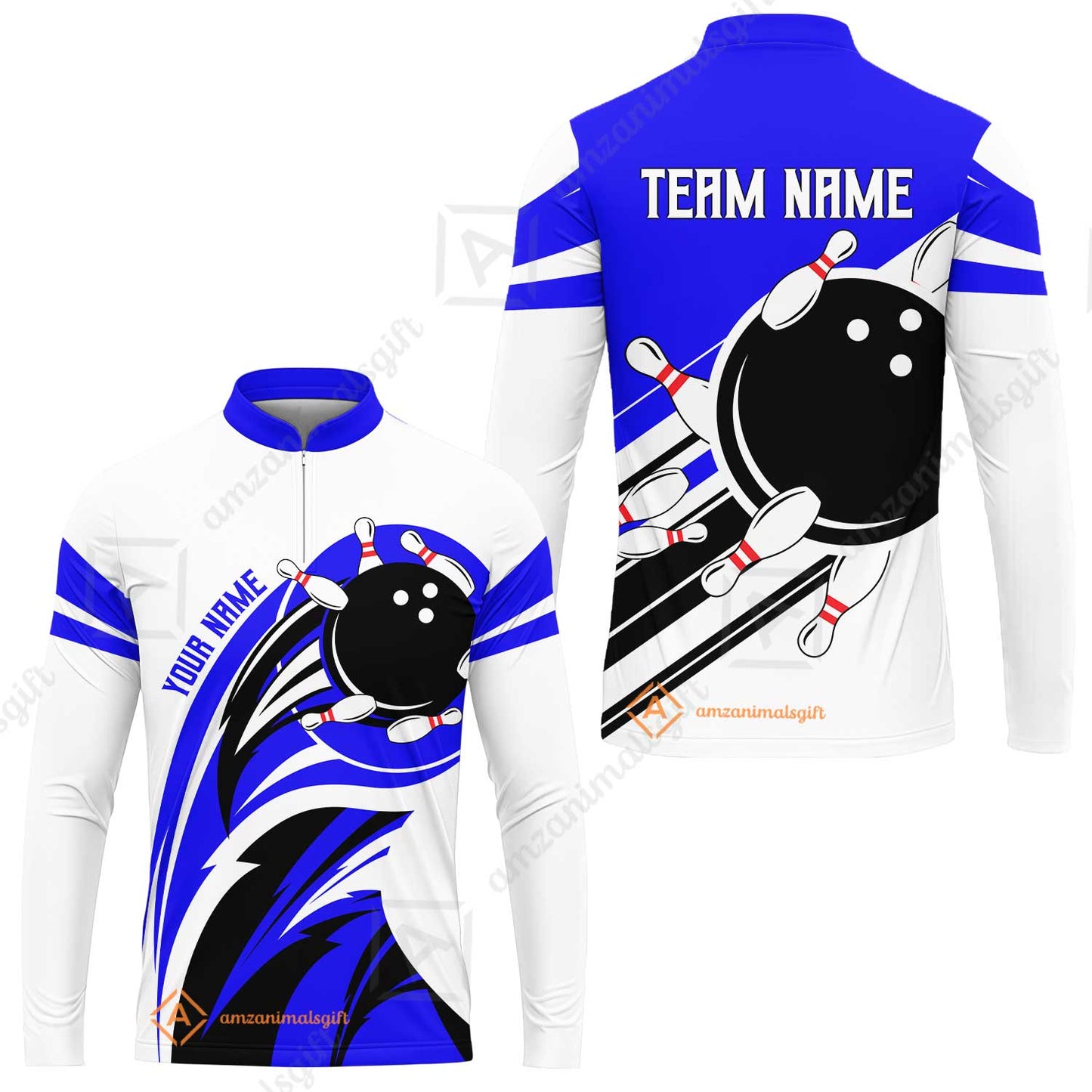 Custom Bowling Team Jersey, Bowling Player Jersey Multicolor Polo Quarter-Zip Shirts, Custom Bowling Uniforms Jerseys