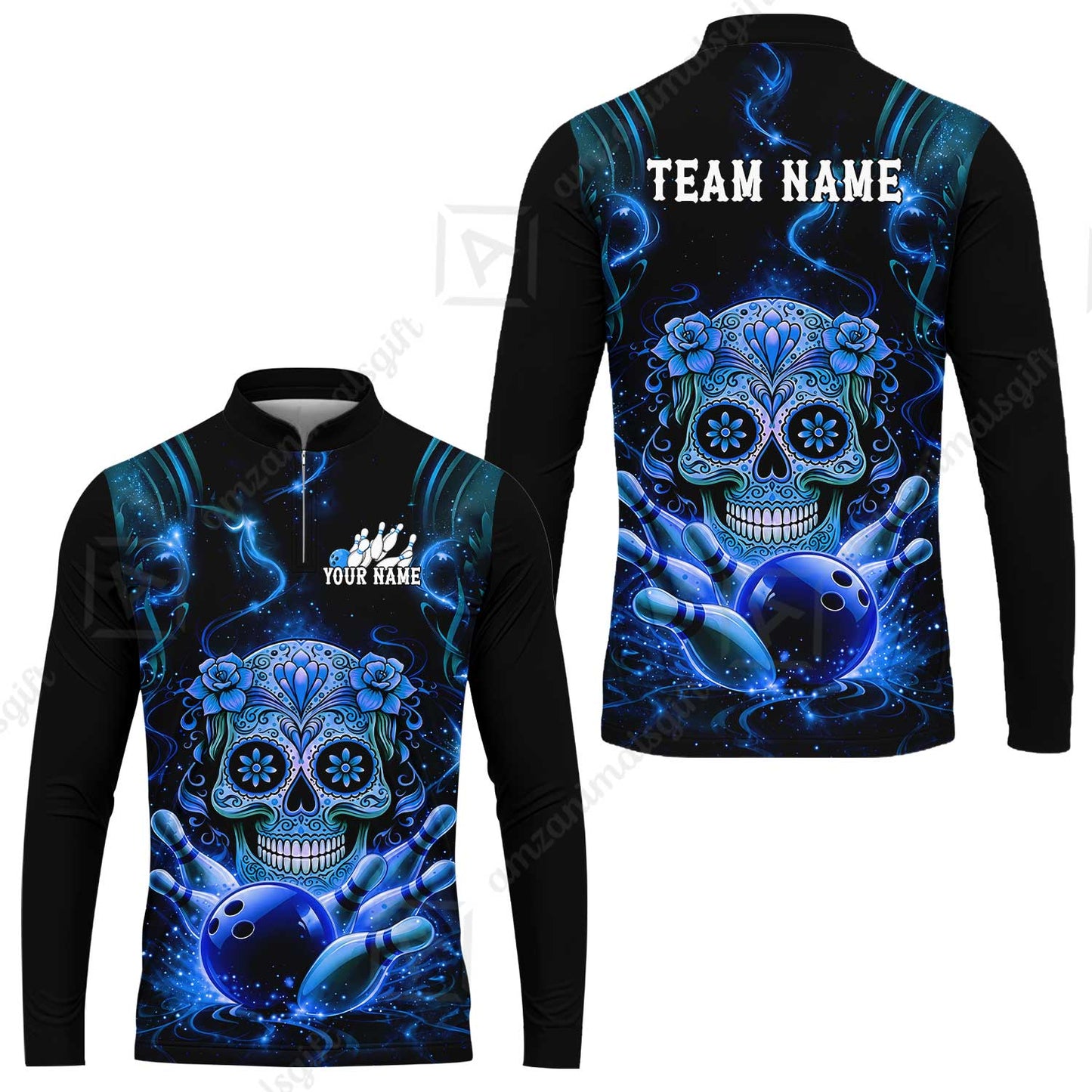 Customized Darts Team Jersey, Sugar Skull Bowler, Personalized Polo Shirt For Players With Name & Team Name