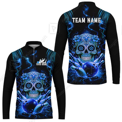 Customized Darts Team Jersey, Sugar Skull Bowler, Personalized Polo Shirt For Players With Name & Team Name