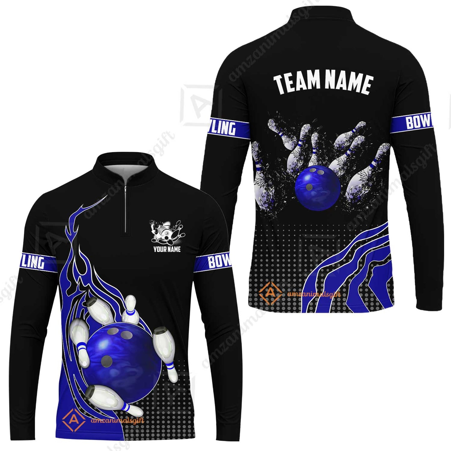 Customized Bowling Unisex Polo Shirt, Bowling And Breaking Pins Multicolor Option Customized Name And Team Name Polo Jerseys Shirts