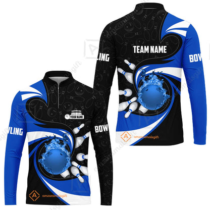 Customized Bowling Jersey Shirt, Bowling Ball And Pins Vortex Pattern Multicolor Customized Name And Team Name For Bowling Team
