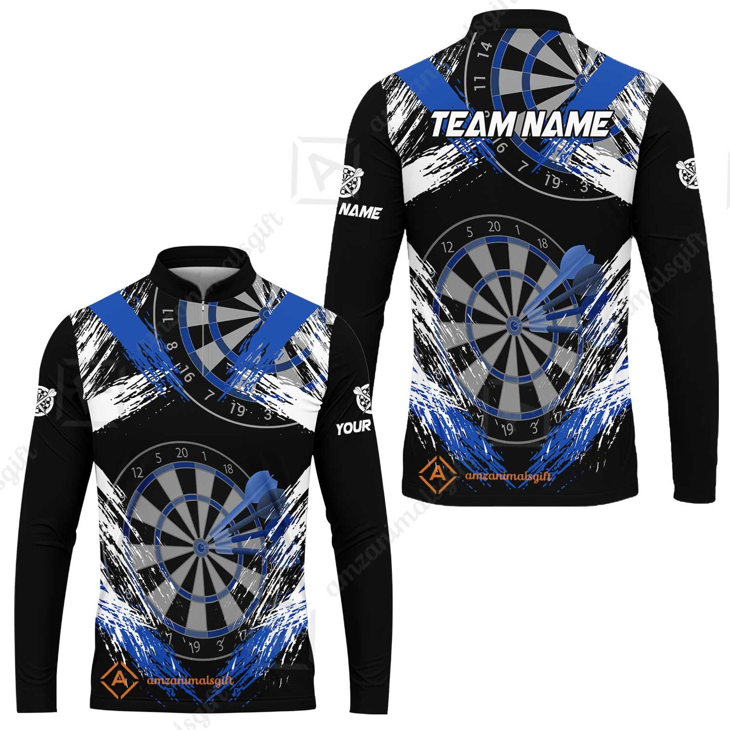 Customized Darts Long Sleeve Jersey, Darts Tournament Grunge Style Multicolor Custom Dart Long Sleeve Jersey Team Jersey For Darts Player
