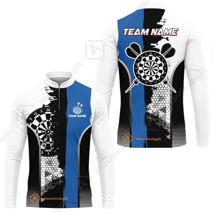 Custom Grunge Style Darts Team Jersey Polo Quarter-Zip Shirts, Custom Darts Team Jerseys Uniform, Personalized Name And Team Name