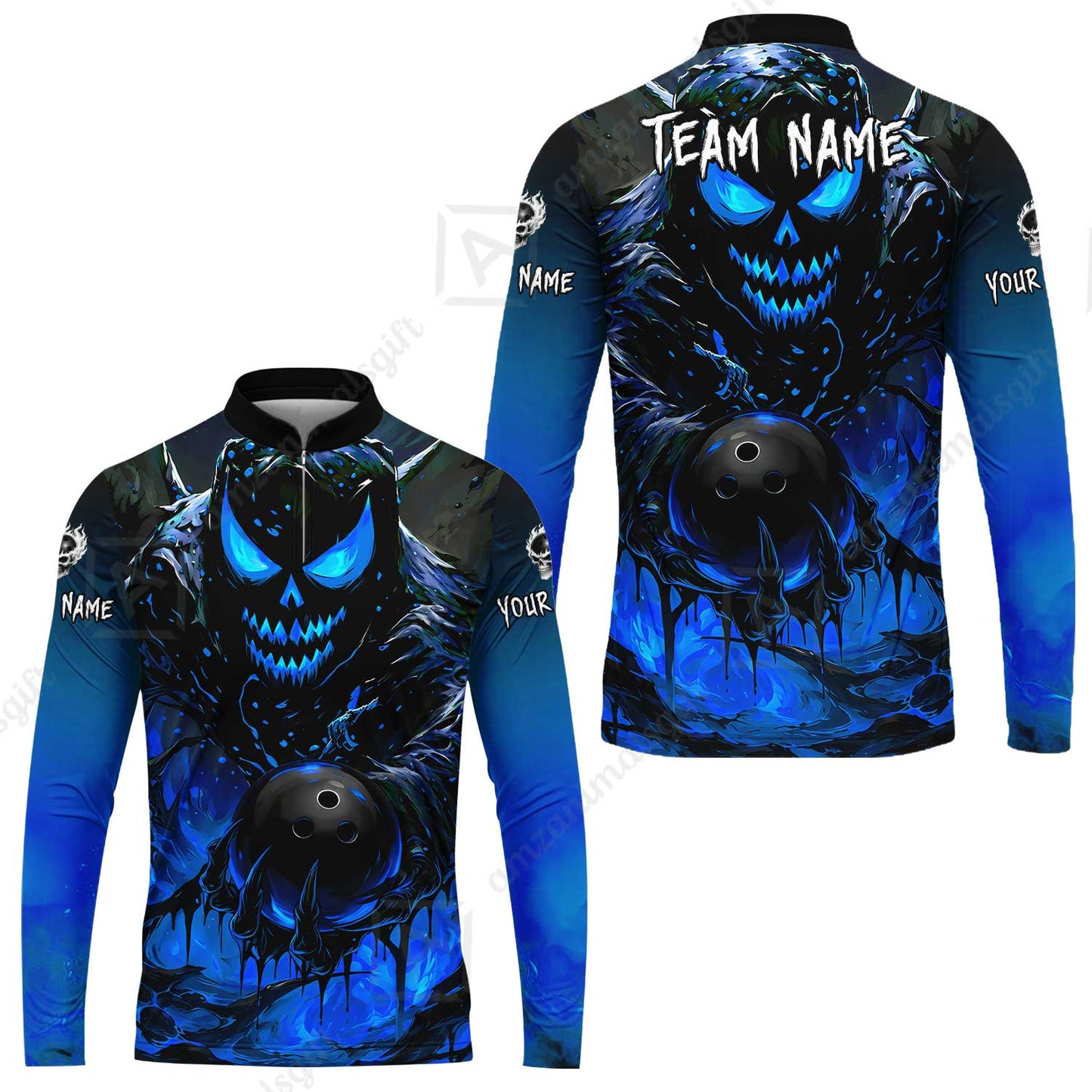 Custom Bowling Jersey Polo Shirt, Hellfire Strike, Custom Bowling Jersey Team Shirt For Players With Name & Team Name