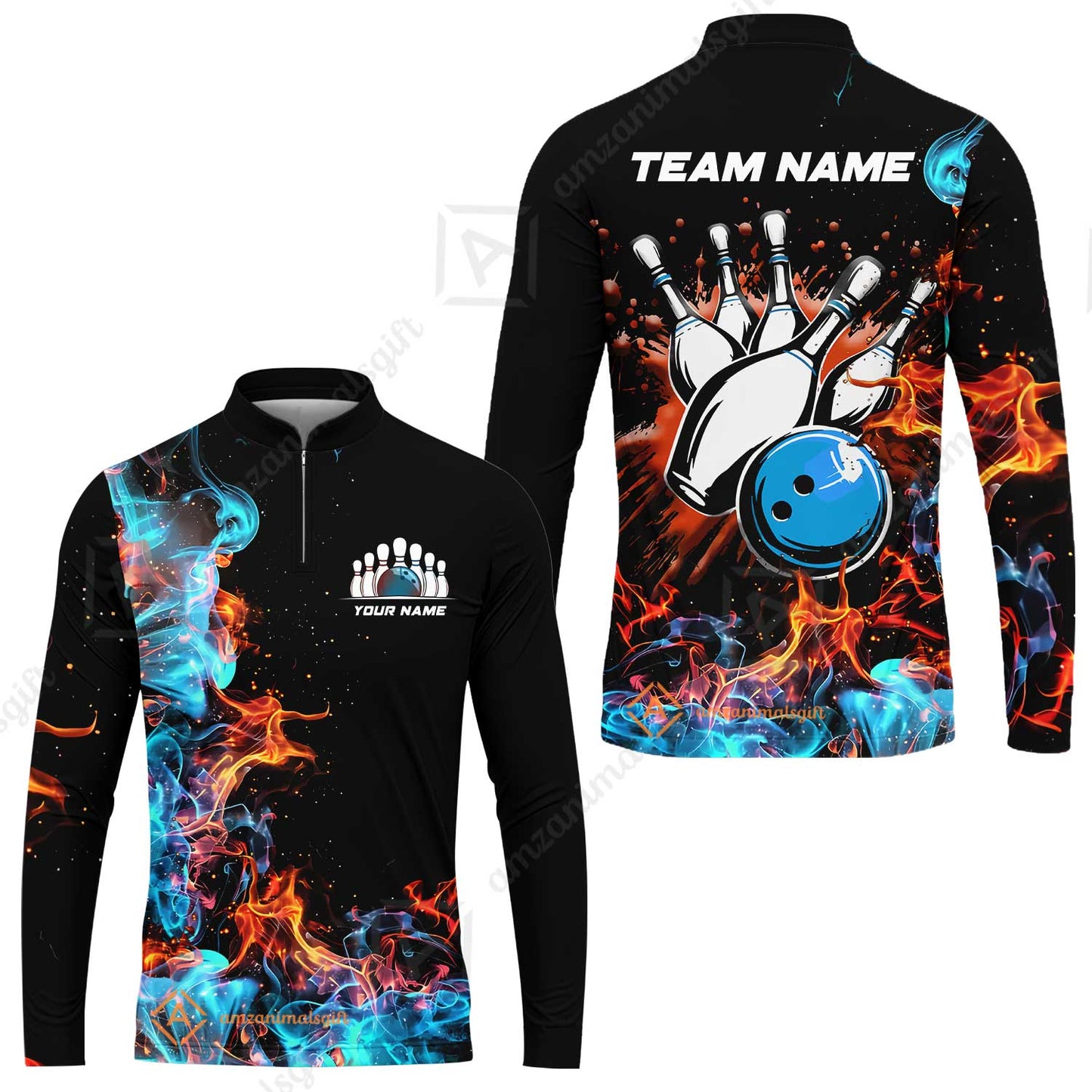 Customized Bowling Team Jersey, Bowling In Fires Multicolor Option Shirts, Custom Bowling Uniforms Jerseys For Bowlers