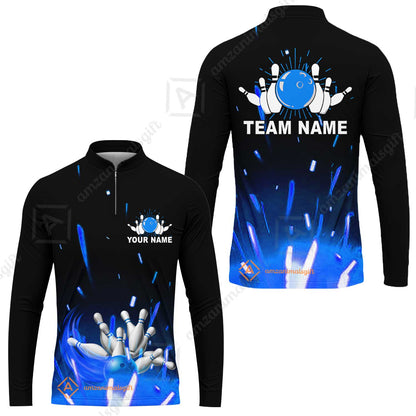 Custom Bowling Team Jerseys Polo Shirts, Bowling uniforms Flame Bowling Ball And Pins Short Sleeve Polo For Men Women Bowlers