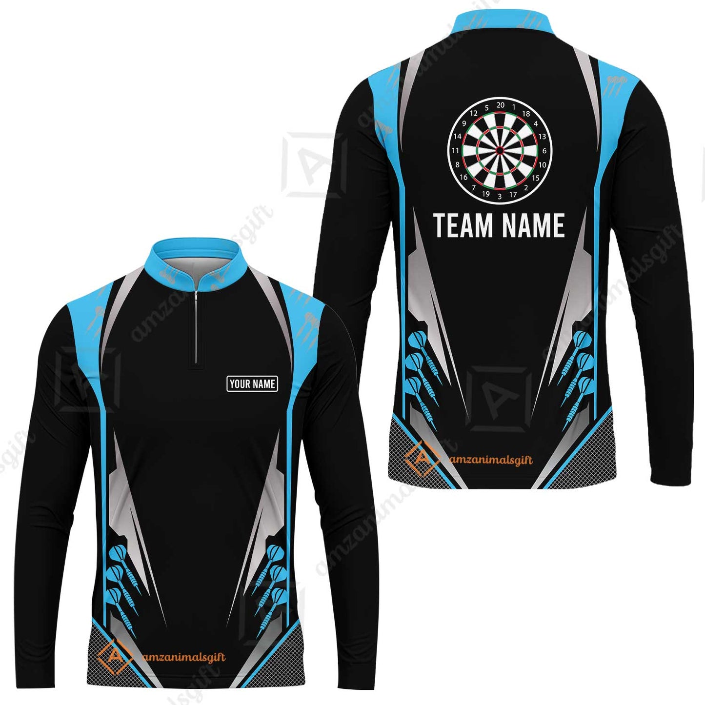 Customized Darts Team Long Sleeve Jersey, Dartboard Center Multicolor Option With Personalized Name And Team Name