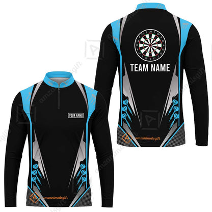 Customized Darts Team Long Sleeve Jersey, Dartboard Center Multicolor Option With Personalized Name And Team Name