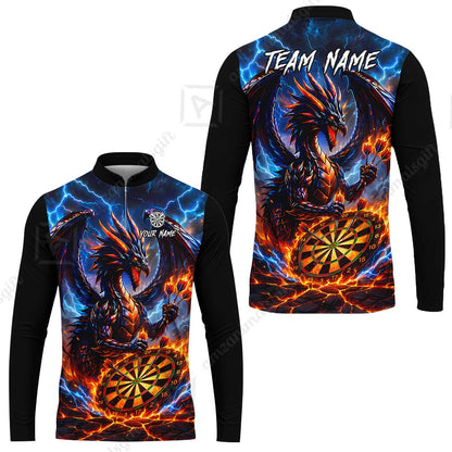 Custom Darts Jersey Polo Shirt, Dragon Fire Darts, Custom Dart Jersey Team Shirt For Players With Name & Team Name