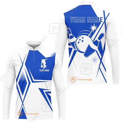 Custom Bowling Team Jersey, Bowling Player Jersey Multicolor Polo Quarter-Zip Shirts, Custom Bowling Uniforms Jerseys, Custom Name And Team Name