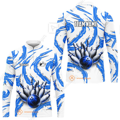 Custom Sport Bowling Team Jersey, Sport Bowling Jersey Multicolor Polo Quarter-Zip Shirts, Bowling Uniforms Jerseys, Custom Name And Team Name