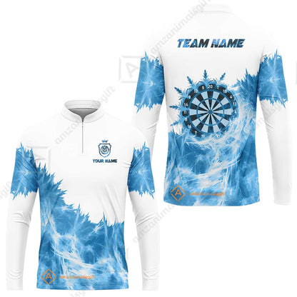 Customized Darts Long Sleeve Jersey, Darts Icy Light White And Multi Color Team Long Sleeve Jersey For Darts Player