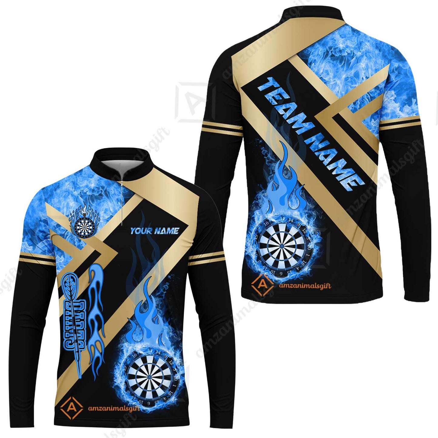 Customized Darts Long Sleeve Jersey, Darts Dartboard Fire Flame Multicolor Jersey For Darts Players, Custom Team Darts