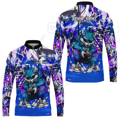 Custom Streetwear Wolf Bowling Jersey Polo Shirt, Custom Streetwear Wolf Bowling Jersey Team Shirt For Players With Name & Team Name