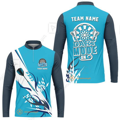 Custom Darts Mode On Multi-Color Team Jersey Polo Quarter-Zip Shirts, Customized Name Team Name Darts Team Jerseys Uniform