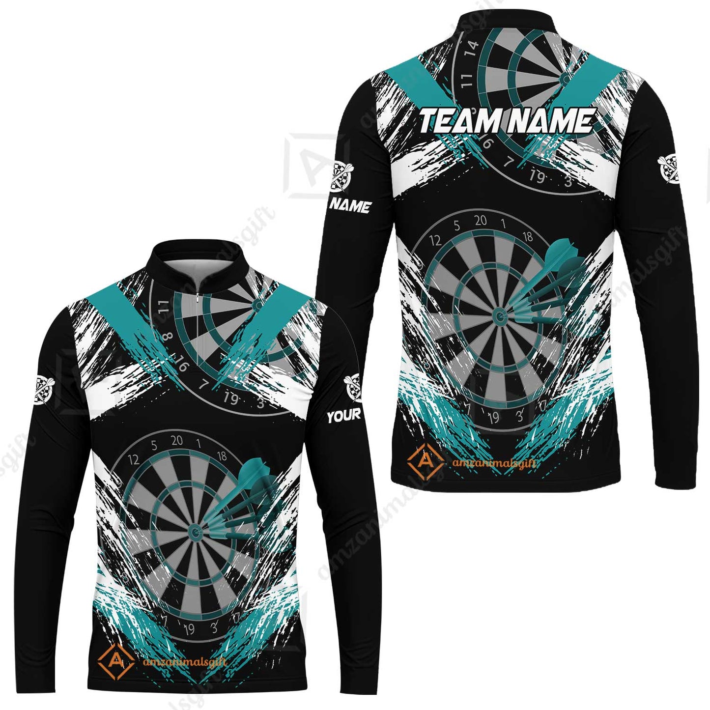 Customized Darts Long Sleeve Jersey, Darts Tournament Grunge Style Multicolor Custom Dart Long Sleeve Jersey Team Jersey For Darts Player
