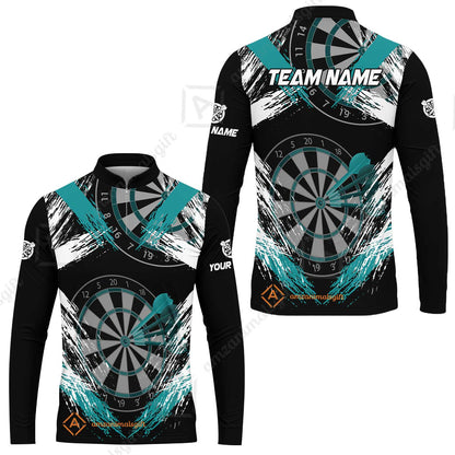 Customized Darts Long Sleeve Jersey, Darts Tournament Grunge Style Multicolor Custom Dart Long Sleeve Jersey Team Jersey For Darts Player