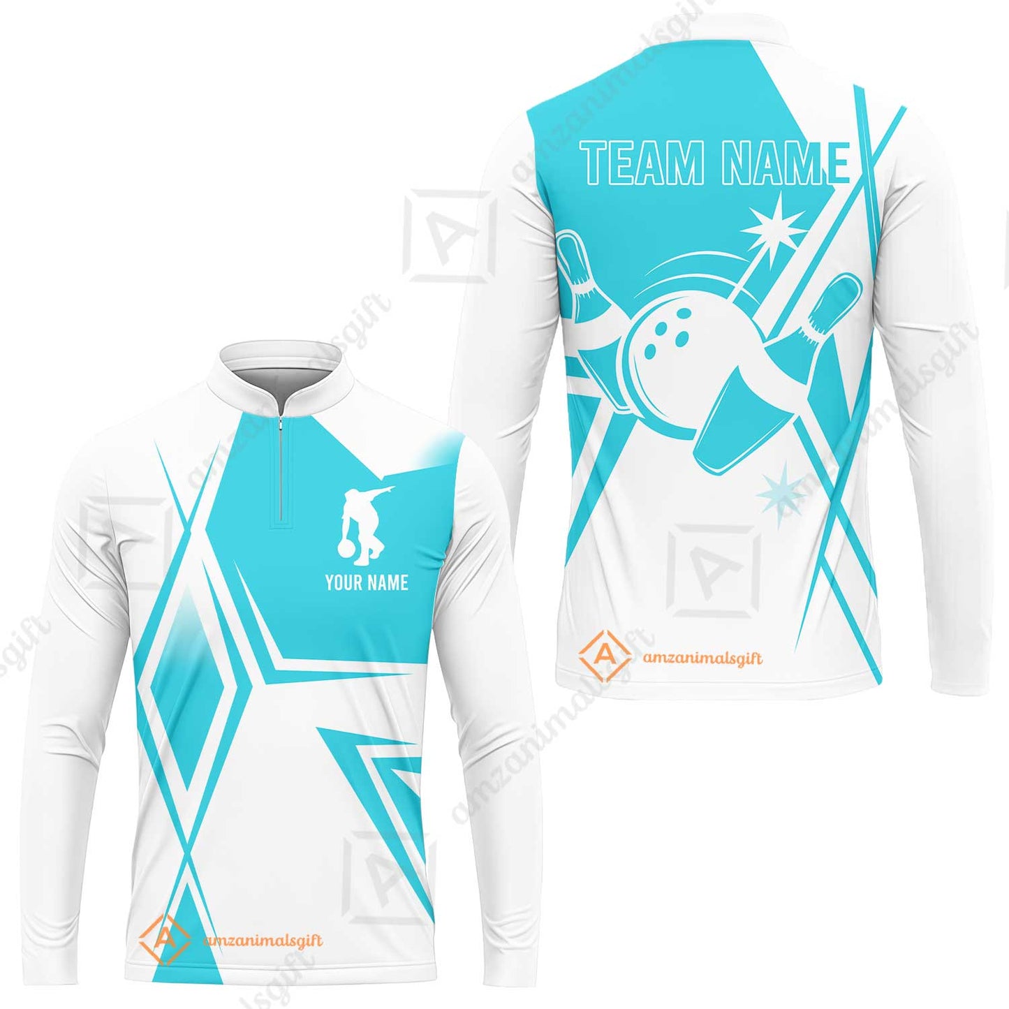 Custom Bowling Team Jersey, Bowling Player Jersey Multicolor Polo Quarter-Zip Shirts, Custom Bowling Uniforms Jerseys, Custom Name And Team Name