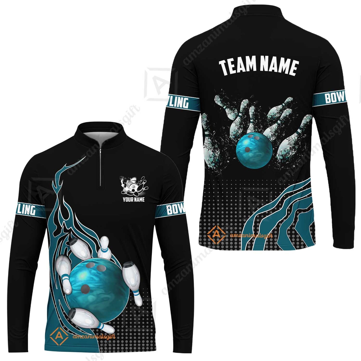 Customized Bowling Unisex Polo Shirt, Bowling And Breaking Pins Multicolor Option Customized Name And Team Name Polo Jerseys Shirts