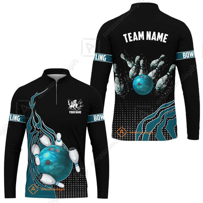 Customized Bowling Unisex Polo Shirt, Bowling And Breaking Pins Multicolor Option Customized Name And Team Name Polo Jerseys Shirts