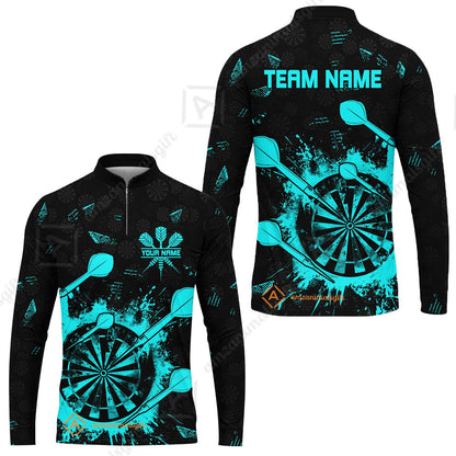 Customized Darts Long Sleeve Jersey, Darts Grunge Dartboard Long Sleeve Jersey Team Style Jersey for Darts Players