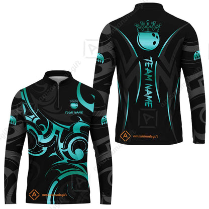 Customized Bowling Team Long Sleeve Jersey, Bowling Swirling Fire Flames Gold And Black Style Long Sleeve Jersey