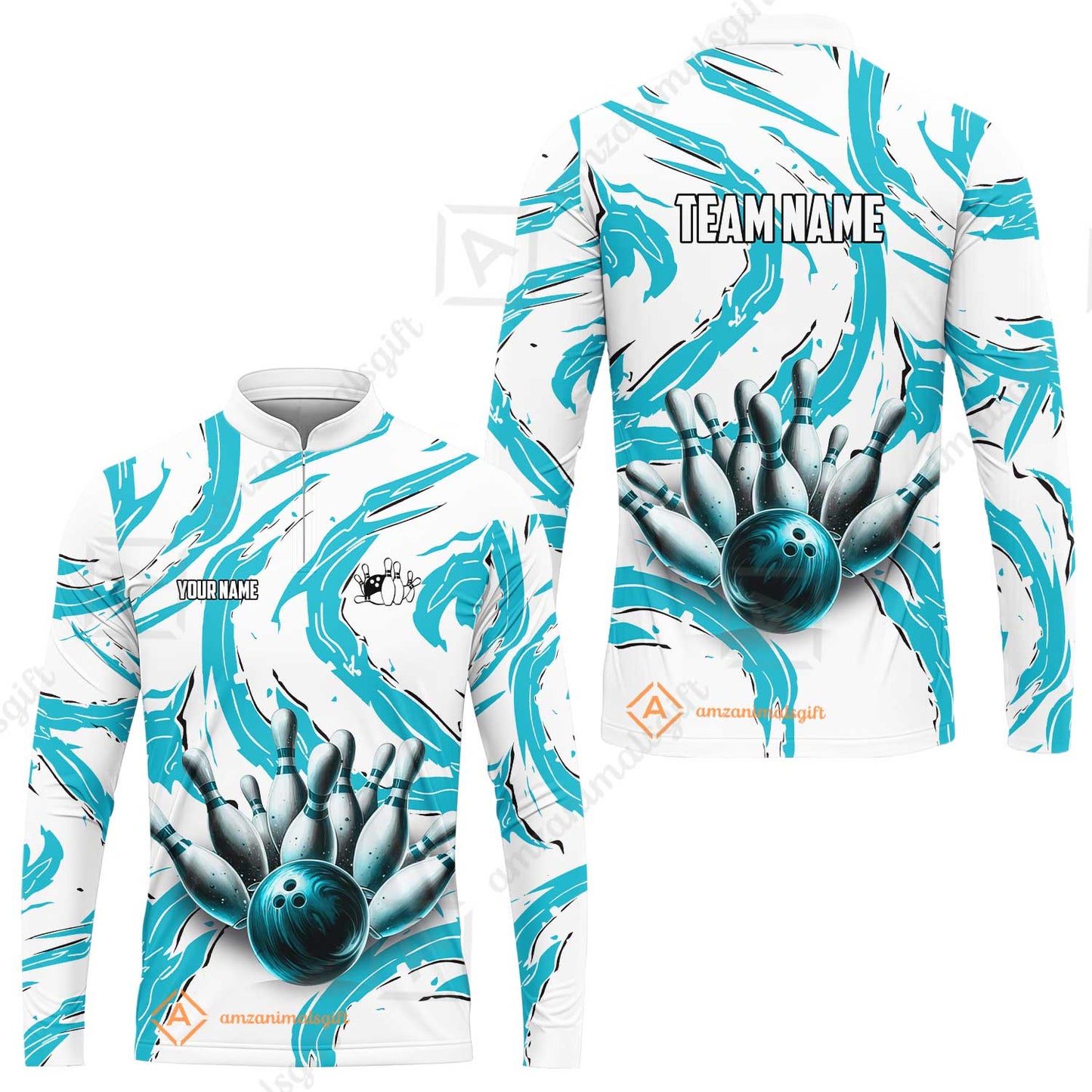 Custom Sport Bowling Team Jersey, Sport Bowling Jersey Multicolor Polo Quarter-Zip Shirts, Bowling Uniforms Jerseys, Custom Name And Team Name