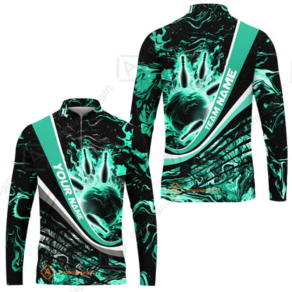 Customized Bowling Polo, Flaming Magma Bowling And Pins Multicolor Option Customized Name Team Name For Bowling Team Shirts