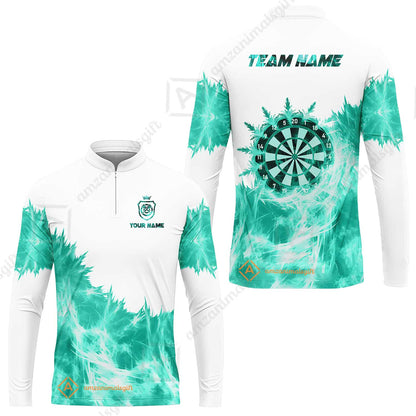 Customized Darts Long Sleeve Jersey, Darts Icy Light White And Multi Color Team Long Sleeve Jersey For Darts Player