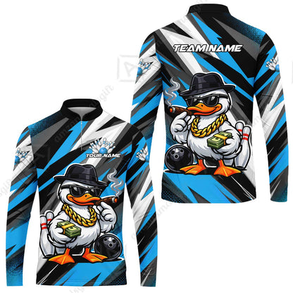 Custom Bowling Jersey Polo Shirt, Boss Hustle Duck Gangster Style, Custom Bowling Jersey Team Shirt For Players With Name and Team Name