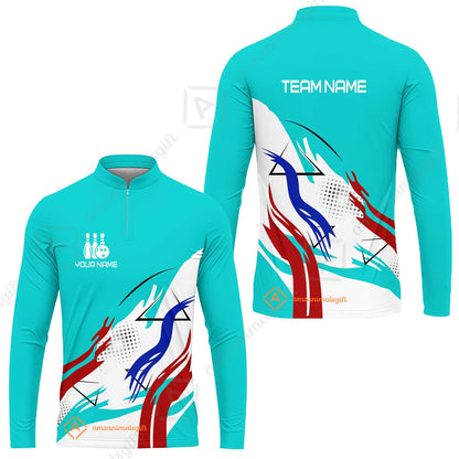 Customize Name, Team Name Bowling Jersey, Bowling Team Jersey Multicolor Polo Quarter-Zip Shirts, Custom Bowling Uniforms Jerseys