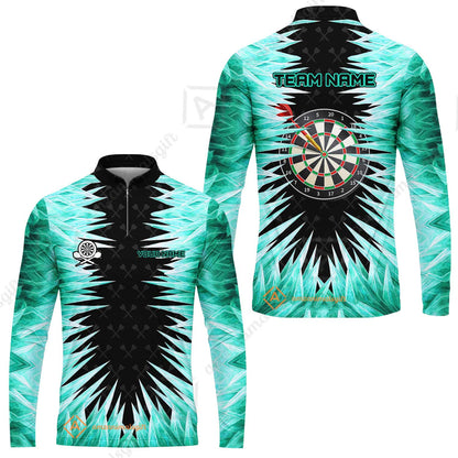 Customized Darts Long Sleeve Jersey, Darts Dartboard Ice And Fire Multicolor Custom Darts Long Sleeve Jersey Team Jersey For Darts Players