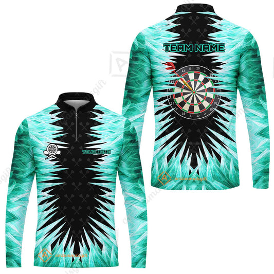 Customized Darts Long Sleeve Jersey, Darts Dartboard Ice And Fire Multicolor Custom Darts Long Sleeve Jersey Team Jersey For Darts Players